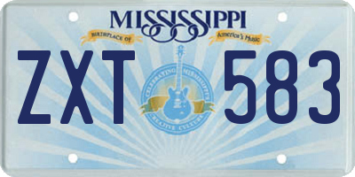 MS license plate ZXT583