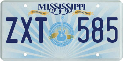 MS license plate ZXT585