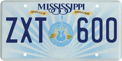 MS license plate ZXT600