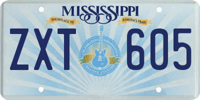 MS license plate ZXT605