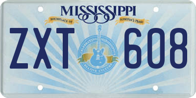 MS license plate ZXT608