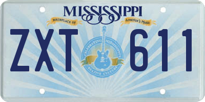MS license plate ZXT611