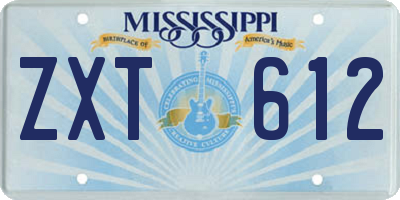 MS license plate ZXT612