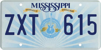 MS license plate ZXT615