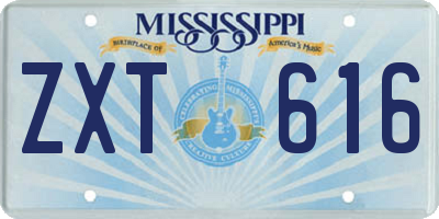 MS license plate ZXT616