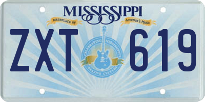 MS license plate ZXT619