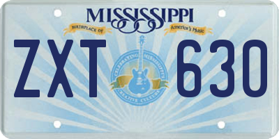 MS license plate ZXT630