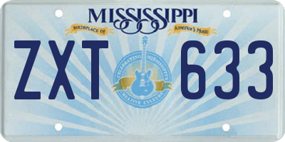 MS license plate ZXT633