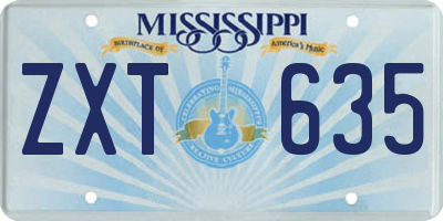 MS license plate ZXT635