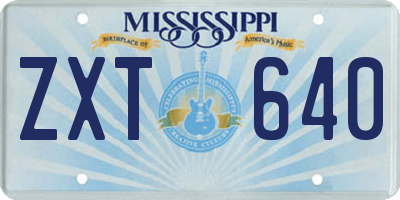 MS license plate ZXT640