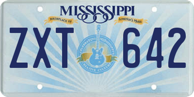 MS license plate ZXT642