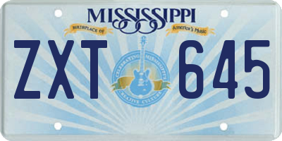 MS license plate ZXT645