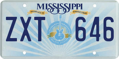 MS license plate ZXT646