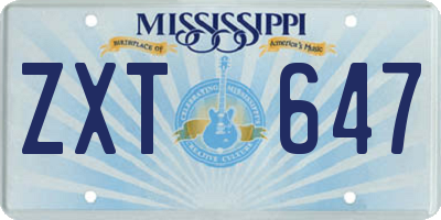 MS license plate ZXT647