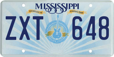 MS license plate ZXT648