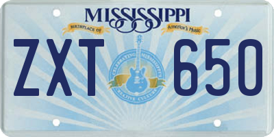 MS license plate ZXT650