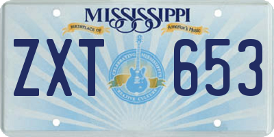MS license plate ZXT653