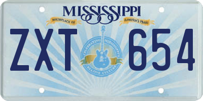 MS license plate ZXT654