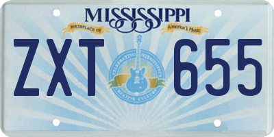 MS license plate ZXT655