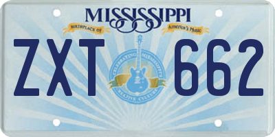 MS license plate ZXT662