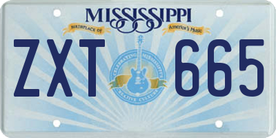 MS license plate ZXT665