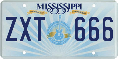 MS license plate ZXT666