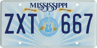 MS license plate ZXT667