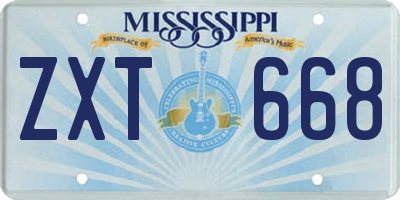 MS license plate ZXT668