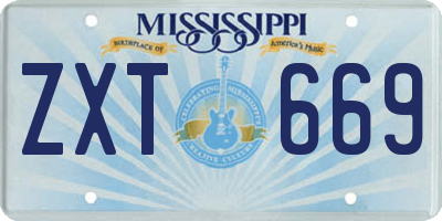 MS license plate ZXT669