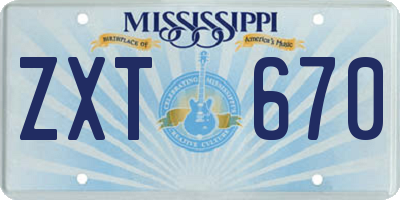 MS license plate ZXT670