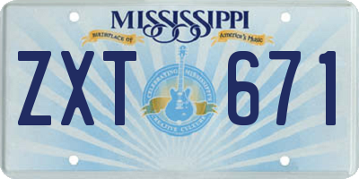 MS license plate ZXT671
