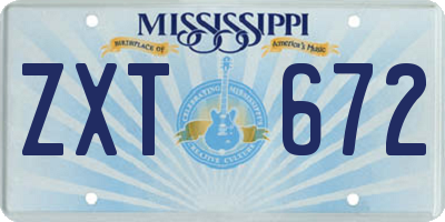MS license plate ZXT672