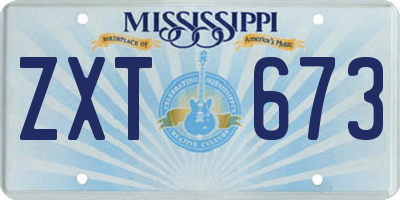 MS license plate ZXT673