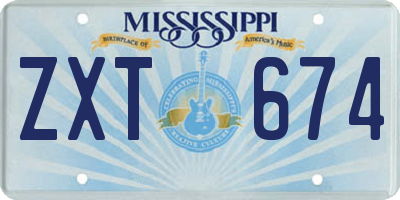MS license plate ZXT674