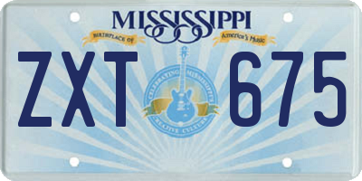 MS license plate ZXT675