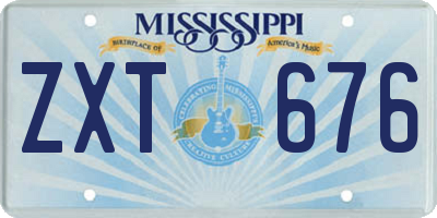 MS license plate ZXT676