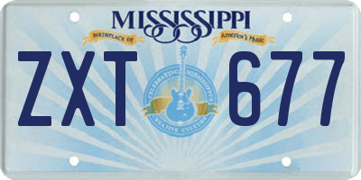 MS license plate ZXT677