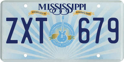MS license plate ZXT679