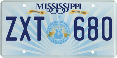 MS license plate ZXT680