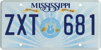 MS license plate ZXT681