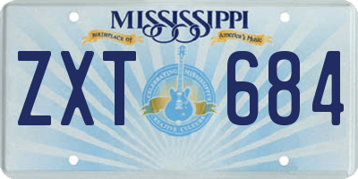 MS license plate ZXT684