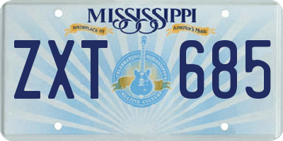 MS license plate ZXT685