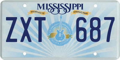 MS license plate ZXT687