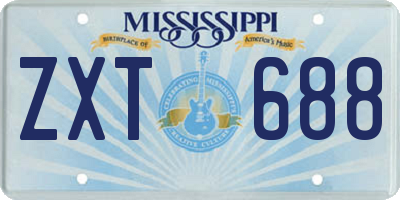 MS license plate ZXT688