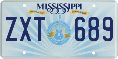 MS license plate ZXT689
