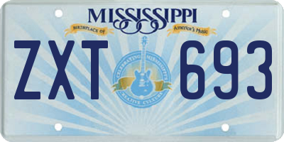 MS license plate ZXT693