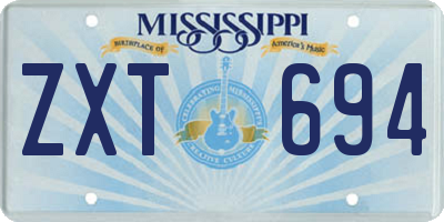 MS license plate ZXT694