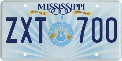 MS license plate ZXT700