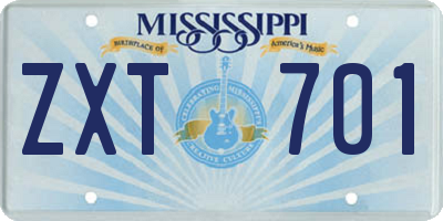MS license plate ZXT701