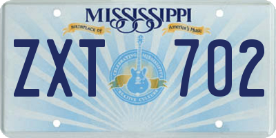 MS license plate ZXT702